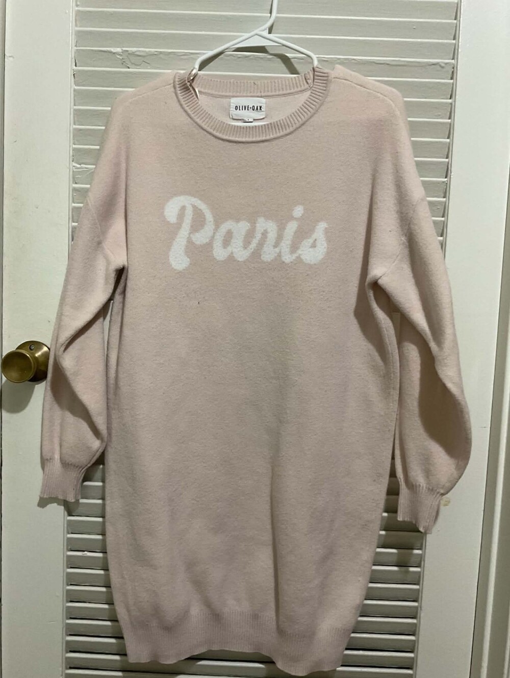 Olive & Oak Pale Pink 'Paris' Crewneck Sweater Dress